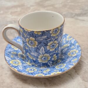 Vintage BCM Nelson Ware Skylark Floral Blue and Yellow Cup and Saucer